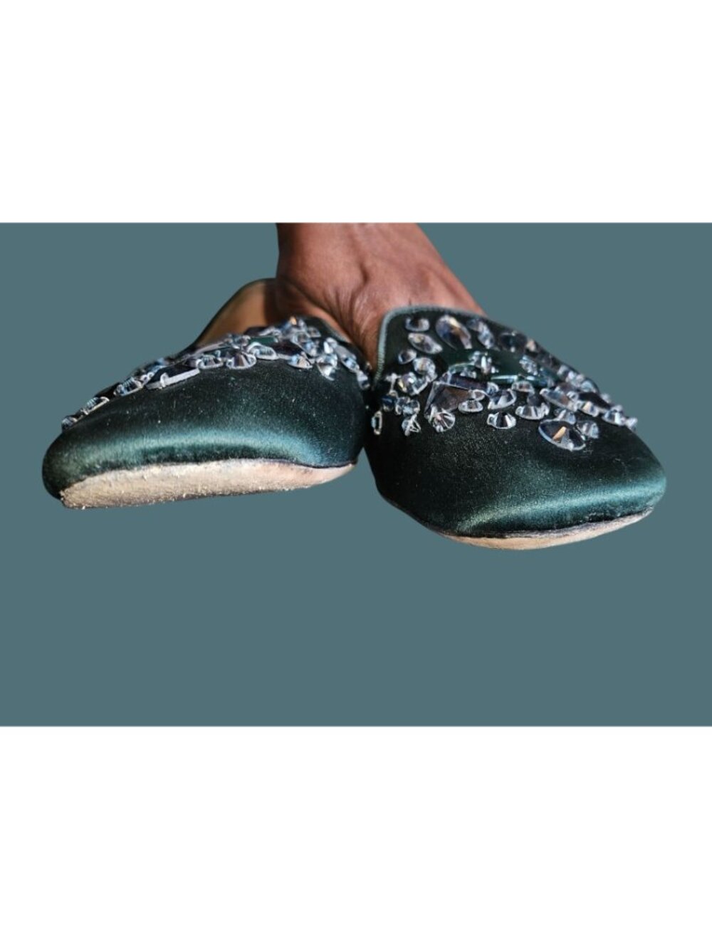 Tory Burch Green Satin Delphine T Logo Embellished Ballet Flats Size 8M - Picture 6 of 14
